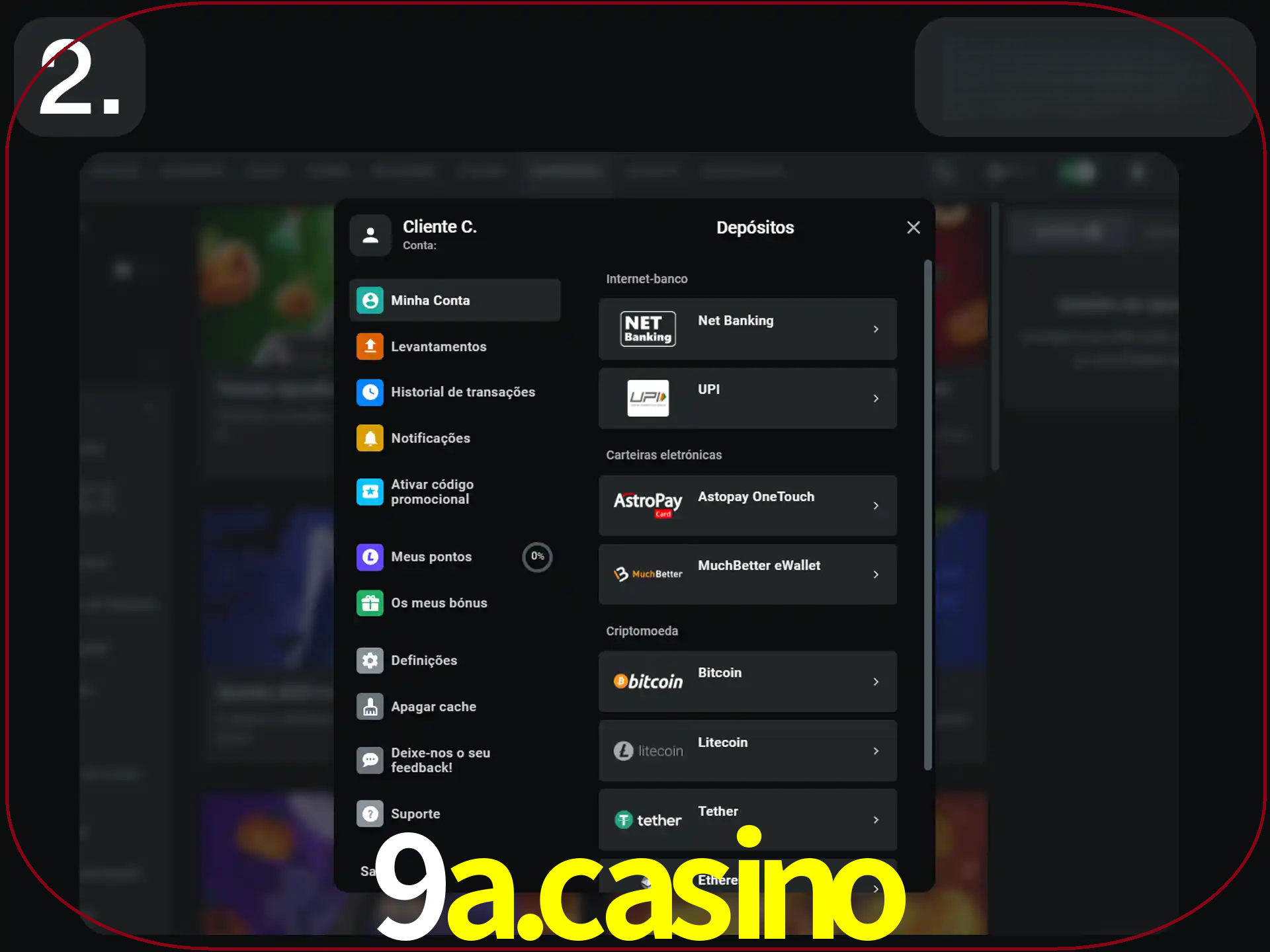 Clique na forma de pagamento preferida.