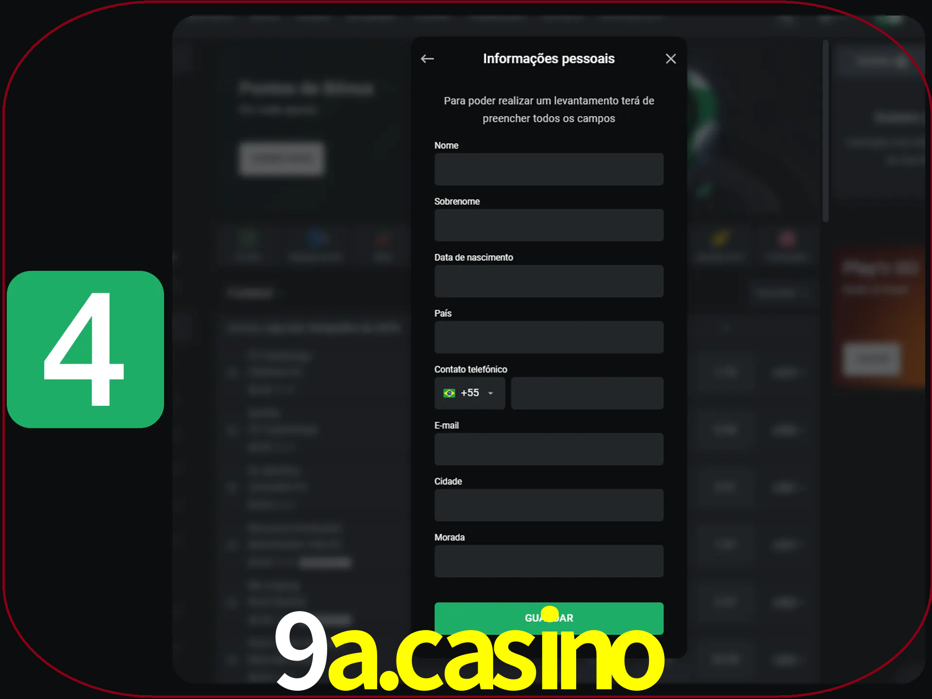 Preencha todos os campos no formulário de registro.